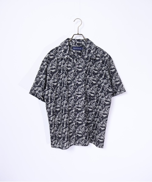 many men many mind（メニーメンメニーマインド）の「many men many mind /コットンボイル総柄ptオープンシャツ（シャツ/ブラウス・メンズ・サックスブルー/ブラック系その他/オフホワイト/ホワイト/ネイビー/イエロー/チャコールグレー/アイボリー/ブラック/グレー系その他/グレイッシュベージュ/ブルーグリーン・LARGE/MEDIUM）」の4枚目の写真