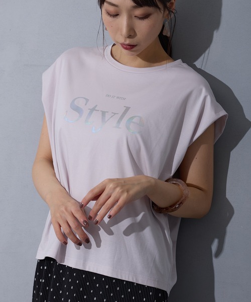 NICOLE white(ニコルホワイト)の「プリントTシャツ(Tシャツ/カットソー・レディース・ブラック/ラベンダー/オフホワイト・FREE)」の13枚目の写真
