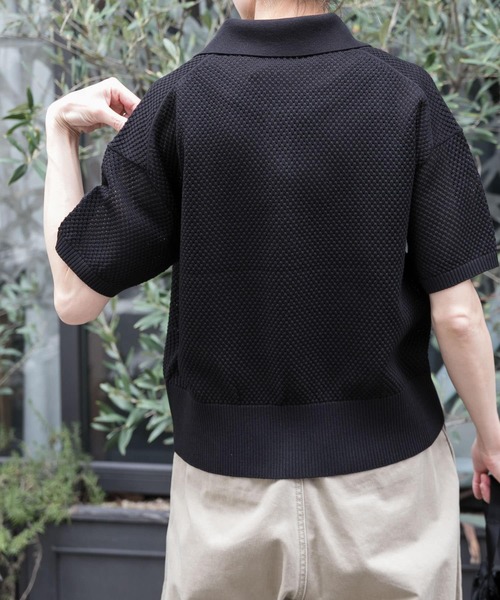 FORK＆SPOON　メッシュパターンニットポロシャツ セール】FORK&SPOON メッシュパターンニットポロシャツ（ニット