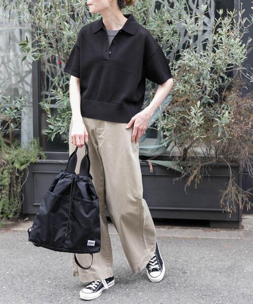 FORK&SPOON（フォークアンドスプーン）の「FORK&SPOON　メッシュパターンニットポロシャツ（ニット/セーター・レディース・オフホワイト/ブラック/レッド・1）」の21枚目の写真