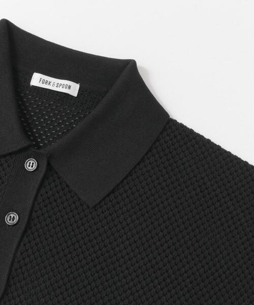 FORK&SPOON（フォークアンドスプーン）の「FORK&SPOON　メッシュパターンニットポロシャツ（ニット/セーター・レディース・オフホワイト/ブラック/レッド・1）」の19枚目の写真