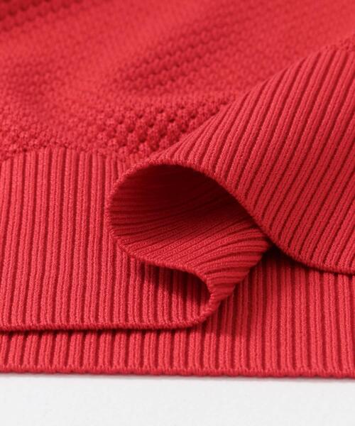 FORK&SPOON（フォークアンドスプーン）の「FORK&SPOON　メッシュパターンニットポロシャツ（ニット/セーター・レディース・オフホワイト/ブラック/レッド・1）」の6枚目の写真