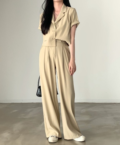 Aelina(エリナ)の「ジャケット+ワイドパンツセットアップ(セットアップ・レディース・グレー/イエロー・F)」の22枚目の写真