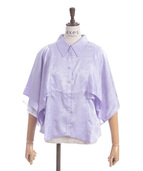 axes femme（アクシーズファム）の「ケープ風ジャカードブラウス（シャツ/ブラウス・レディース・ホワイト/ミント/ブラック/ラベンダー・FREE）」の4枚目の写真