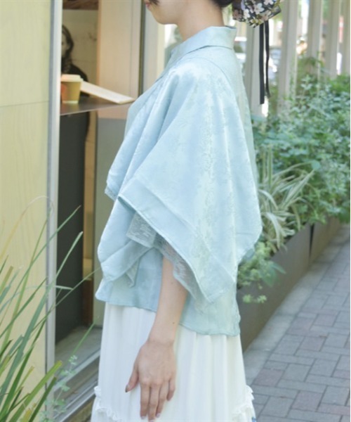 axes femme（アクシーズファム）の「ケープ風ジャカードブラウス（シャツ/ブラウス・レディース・ホワイト/ミント/ブラック/ラベンダー・FREE）」の6枚目の写真