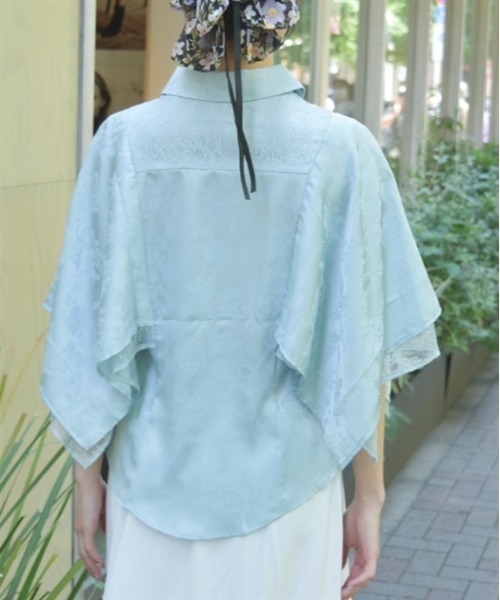 axes femme（アクシーズファム）の「ケープ風ジャカードブラウス（シャツ/ブラウス・レディース・ホワイト/ミント/ブラック/ラベンダー・FREE）」の7枚目の写真