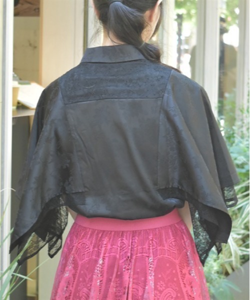 axes femme（アクシーズファム）の「ケープ風ジャカードブラウス（シャツ/ブラウス・レディース・ホワイト/ミント/ブラック/ラベンダー・FREE）」の11枚目の写真