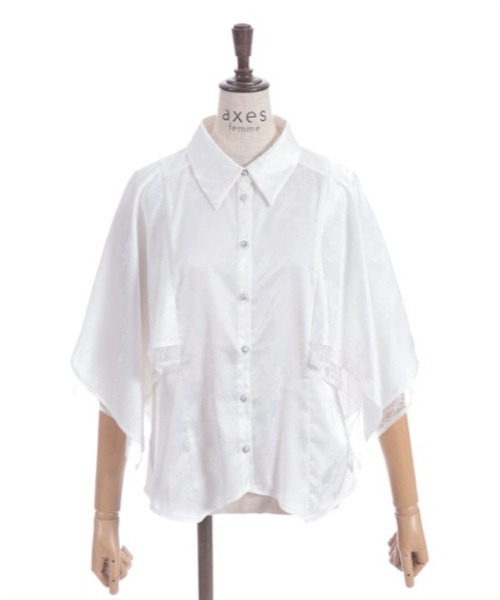 axes femme（アクシーズファム）の「ケープ風ジャカードブラウス（シャツ/ブラウス・レディース・ホワイト/ミント/ブラック/ラベンダー・FREE）」の20枚目の写真