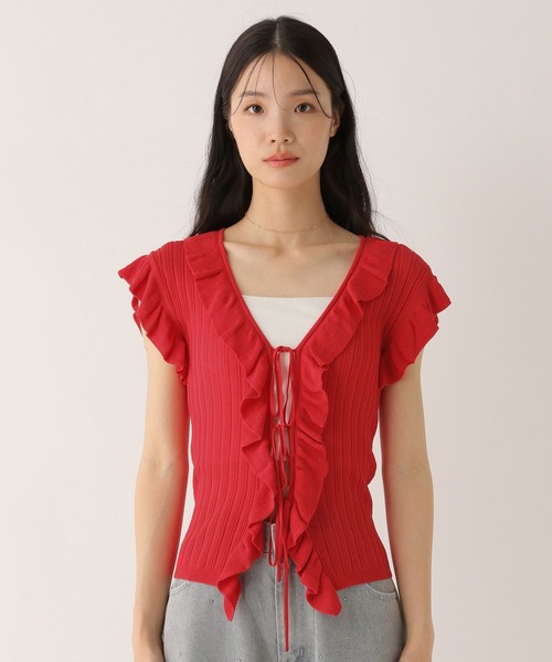 Heather(ヘザー)の「フリルノースリーブニット 497356(ニット/セーター・レディース・レッド/ブラック/オフホワイト・FREE)」の21枚目の写真