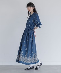 『花柄プリント半袖ワンピース』