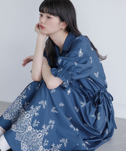 花柄プリント半袖ワンピース』（ワンピース）｜somari