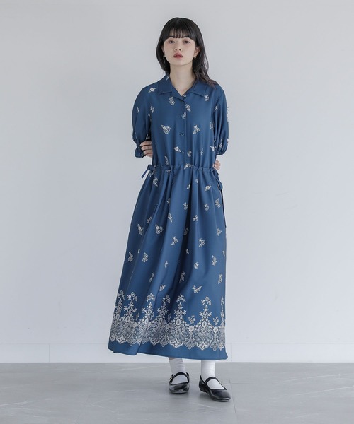 somari imagination(ソマリ イマジネーション)の「『花柄プリント半袖ワンピース』(ワンピース・レディース・チャコール/ブルー・2/1)」の18枚目の写真