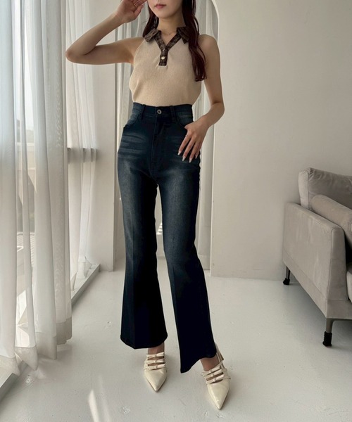 one after another NICE CLAUP(ワンアフターアナザーナイスクラップ)の「襟付きノースリニット(ニット/セーター・レディース・ブラック/ネイビー/ベージュ・FREE)」の8枚目の写真