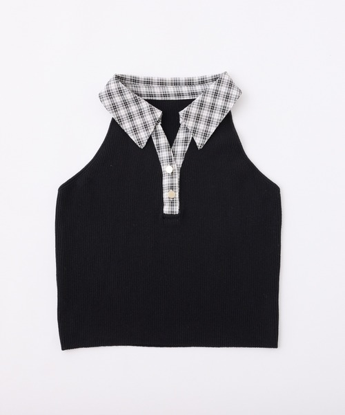 one after another NICE CLAUP(ワンアフターアナザーナイスクラップ)の「襟付きノースリニット(ニット/セーター・レディース・ブラック/ネイビー/ベージュ・FREE)」の15枚目の写真