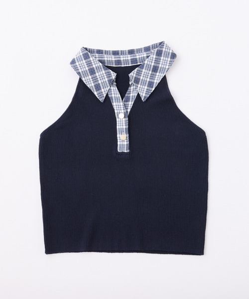 one after another NICE CLAUP(ワンアフターアナザーナイスクラップ)の「襟付きノースリニット(ニット/セーター・レディース・ブラック/ネイビー/ベージュ・FREE)」の16枚目の写真