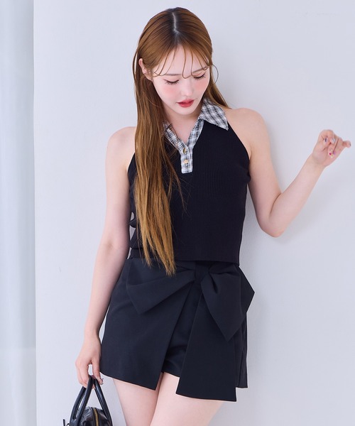 one after another NICE CLAUP(ワンアフターアナザーナイスクラップ)の「襟付きノースリニット(ニット/セーター・レディース・ブラック/ネイビー/ベージュ・FREE)」の21枚目の写真