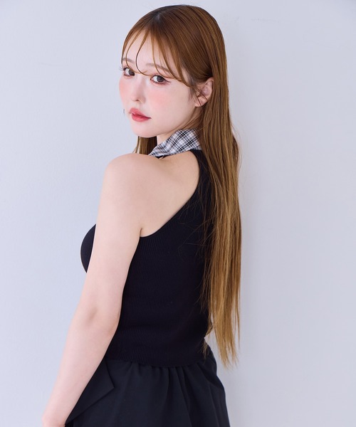 one after another NICE CLAUP(ワンアフターアナザーナイスクラップ)の「襟付きノースリニット(ニット/セーター・レディース・ブラック/ネイビー/ベージュ・FREE)」の22枚目の写真