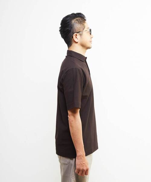 MEN'S MELROSE(メンズメルローズ)の「カルキュロメッシュスッキパーポロシャツ(ポロシャツ・メンズ・ネイビー/ブラウン/グレー・4/3/5/2)」の7枚目の写真
