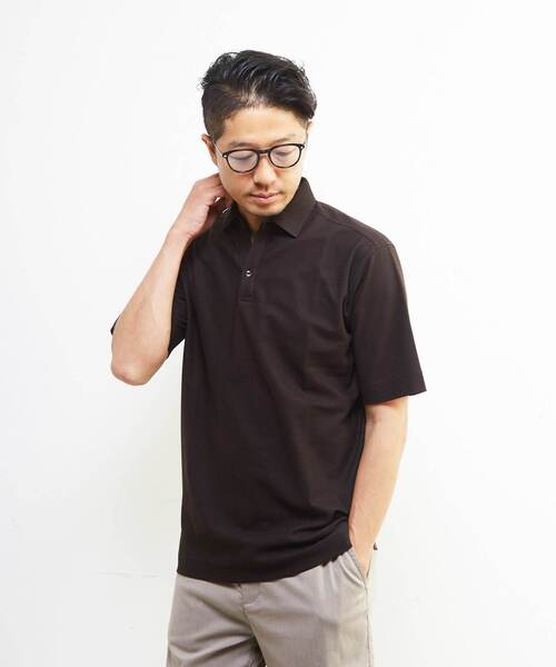 MEN'S MELROSE(メンズメルローズ)の「カルキュロメッシュスッキパーポロシャツ(ポロシャツ・メンズ・ネイビー/ブラウン/グレー・4/3/5/2)」の20枚目の写真