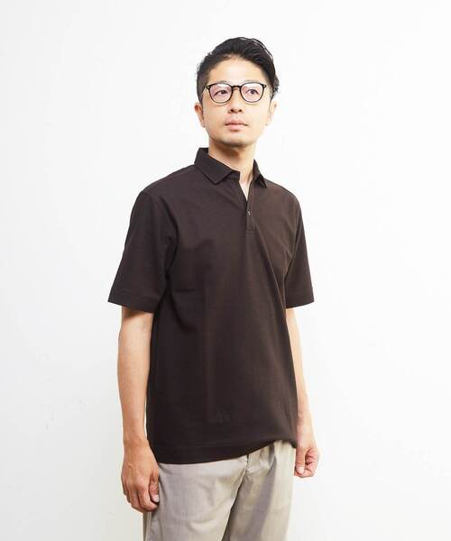 MEN'S MELROSE(メンズメルローズ)の「カルキュロメッシュスッキパーポロシャツ(ポロシャツ・メンズ・ネイビー/ブラウン/グレー・4/3/5/2)」の21枚目の写真