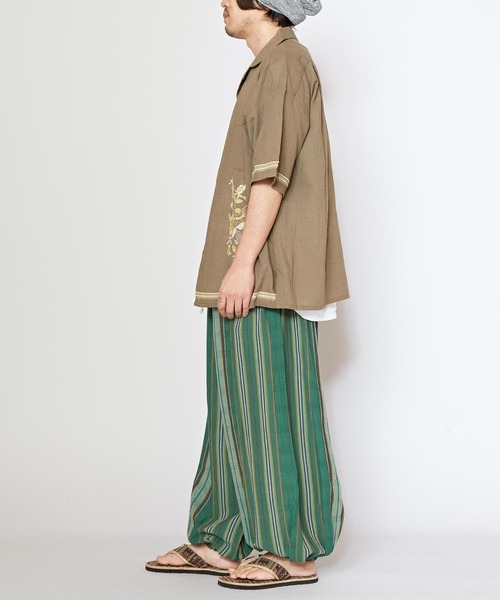 チャイハネ（チャイハネ）の「【チャイハネ】インド綿ストライプ織り デルアMEN'Sパンツ（その他パンツ・メンズ・オレンジ/グリーン/ホワイト・FREE）」の11枚目の写真