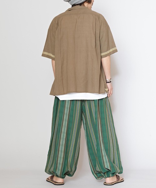 チャイハネ（チャイハネ）の「【チャイハネ】インド綿ストライプ織り デルアMEN'Sパンツ（その他パンツ・メンズ・オレンジ/グリーン/ホワイト・FREE）」の8枚目の写真