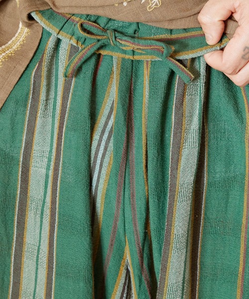 チャイハネ（チャイハネ）の「【チャイハネ】インド綿ストライプ織り デルアMEN'Sパンツ（その他パンツ・メンズ・オレンジ/グリーン/ホワイト・FREE）」の10枚目の写真