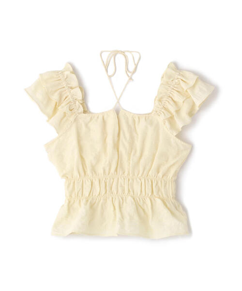 FREE'S MART（フリーズマート）の「◆前後２ＷＡＹ肩フリルシャーリングペプラムブラウス（シャツ/ブラウス・レディース・イエロー/ホワイト系その他/ブラック・FREE）」の8枚目の写真