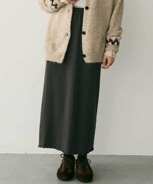 Crisp(クリスプ)の「リブカットスカート(スカート・レディース・チャコールグレー/オレンジ・FREE)」の2枚目の写真