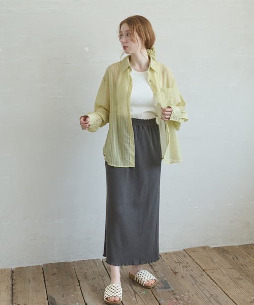 Crisp(クリスプ)の「リブカットスカート(スカート・レディース・チャコールグレー/オレンジ・FREE)」の14枚目の写真