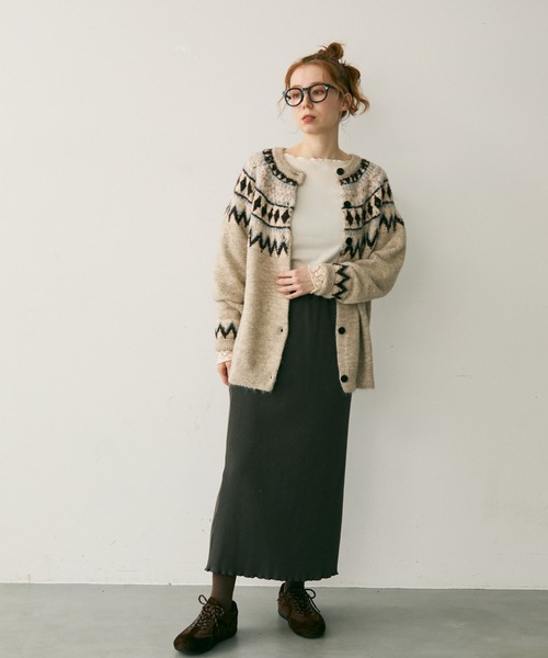 Crisp(クリスプ)の「リブカットスカート(スカート・レディース・チャコールグレー/オレンジ・FREE)」の4枚目の写真