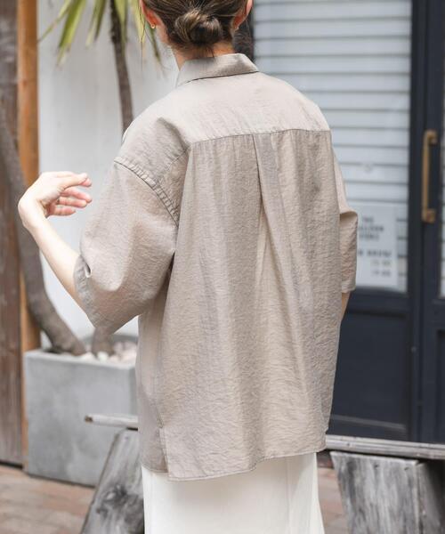 FORK&SPOON（フォークアンドスプーン）の「FORK&SPOON　Nylon Woolプルオーバーシャツ（シャツ/ブラウス・レディース・ブラック/ベージュ系その他・1）」の3枚目の写真