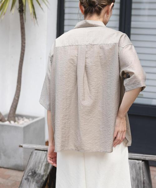 FORK&SPOON（フォークアンドスプーン）の「FORK&SPOON　Nylon Woolプルオーバーシャツ（シャツ/ブラウス・レディース・ブラック/ベージュ系その他・1）」の4枚目の写真