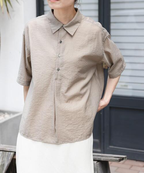 FORK&SPOON（フォークアンドスプーン）の「FORK&SPOON　Nylon Woolプルオーバーシャツ（シャツ/ブラウス・レディース・ブラック/ベージュ系その他・1）」の6枚目の写真