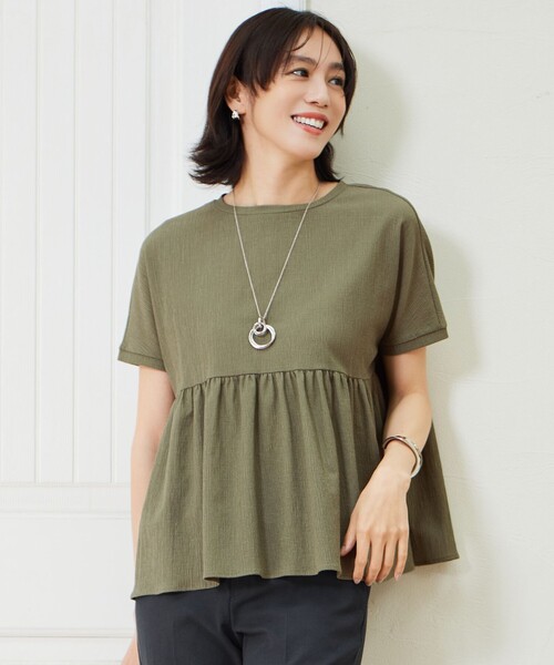 リネンサッカーコンビペプラム カットソー