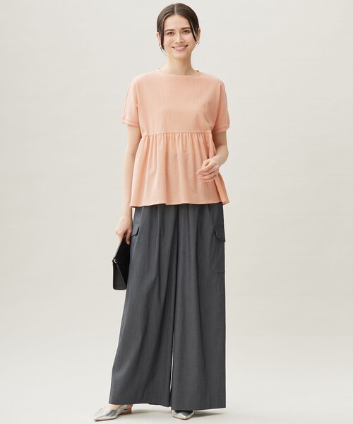 リネンサッカーコンビペプラム カットソー（Tシャツ/カットソー