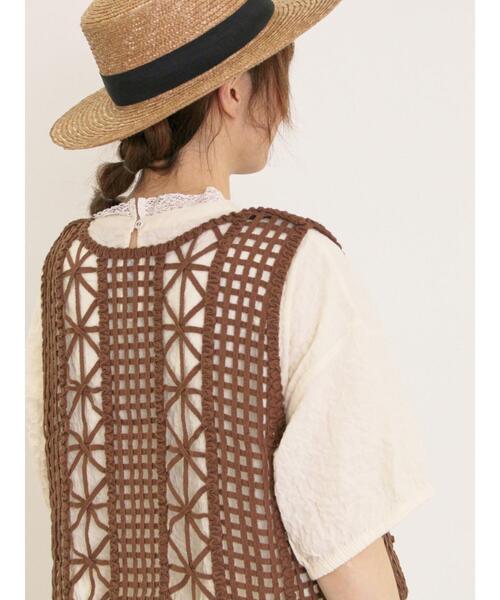 Samansa Mos2（サマンサ モスモス）の「テープベスト（ベスト・レディース・ブラック/ブラウン/キナリ・F）」の5枚目の写真