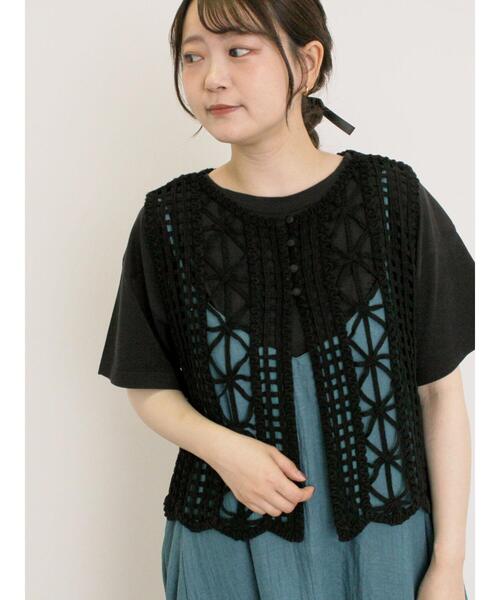 Samansa Mos2（サマンサ モスモス）の「テープベスト（ベスト・レディース・ブラック/ブラウン/キナリ・F）」の8枚目の写真