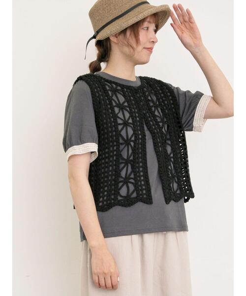 Samansa Mos2（サマンサ モスモス）の「テープベスト（ベスト・レディース・ブラック/ブラウン/キナリ・F）」の14枚目の写真