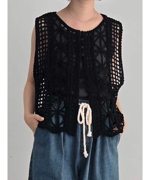 Samansa Mos2（サマンサ モスモス）の「テープベスト（ベスト・レディース・ブラック/ブラウン/キナリ・F）」の3枚目の写真