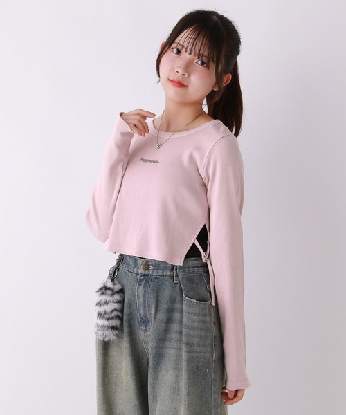 repipi armario（レピピ アルマリオ）の「AcidWashサイドスリットロンT（Tシャツ/カットソー・キッズ・ブラウン/ブラック/ピンク・SMALL/LARGE/MEDIUM）」の3枚目の写真