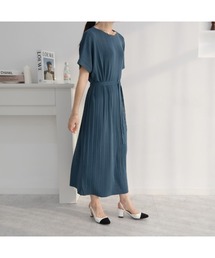 青色プリーツワンピース　サイズ1 値下げ中⭐️ サイドプリーツワンピース[品番：AZLW0022268]｜AZUL BY MOUSSY
