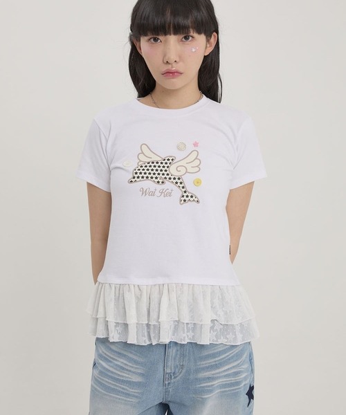 ALAND（エーランド）の「Wai Kei／エンゼルイルカレースT（Tシャツ/カットソー・レディース・ホワイト/ブラック・SMALL/MEDIUM）」の7枚目の写真