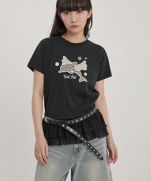 ALAND（エーランド）の「Wai Kei／エンゼルイルカレースT（Tシャツ/カットソー・レディース・ホワイト/ブラック・SMALL/MEDIUM）」の21枚目の写真