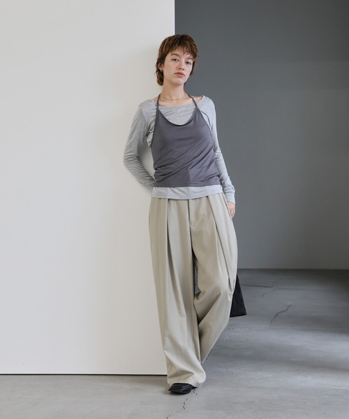 select MOCA(セレクトモカ)の「ホルターキャミレイヤードトップス(Tシャツ/カットソー・レディース・オフホワイト/グレー/ブラック・FREE)」の10枚目の写真