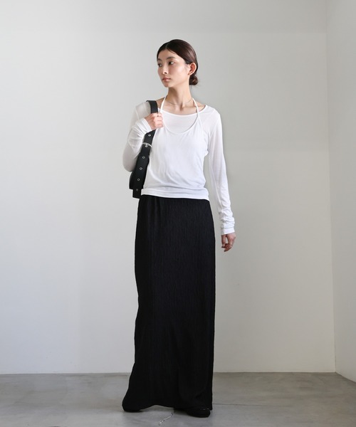 select MOCA(セレクトモカ)の「ホルターキャミレイヤードトップス(Tシャツ/カットソー・レディース・オフホワイト/グレー/ブラック・FREE)」の8枚目の写真