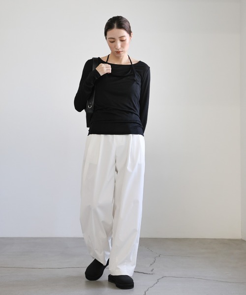 select MOCA(セレクトモカ)の「ホルターキャミレイヤードトップス(Tシャツ/カットソー・レディース・オフホワイト/グレー/ブラック・FREE)」の9枚目の写真