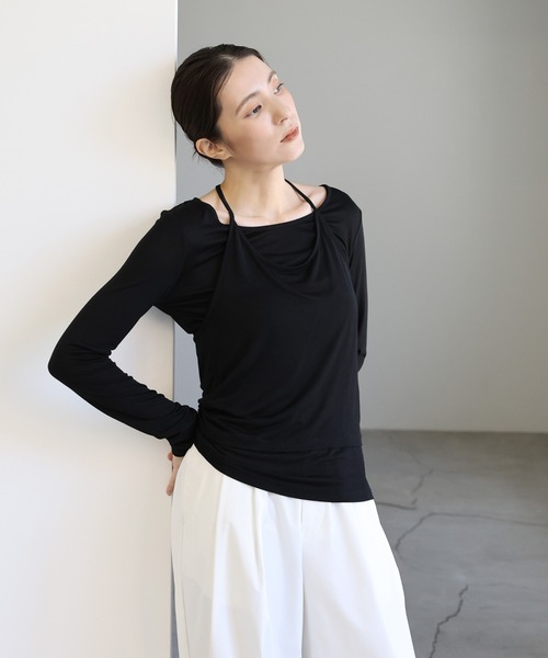 select MOCA(セレクトモカ)の「ホルターキャミレイヤードトップス(Tシャツ/カットソー・レディース・オフホワイト/グレー/ブラック・FREE)」の16枚目の写真