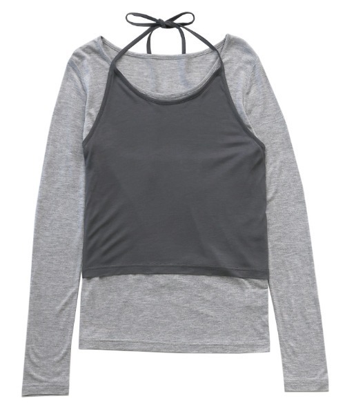 select MOCA(セレクトモカ)の「ホルターキャミレイヤードトップス(Tシャツ/カットソー・レディース・オフホワイト/グレー/ブラック・FREE)」の22枚目の写真