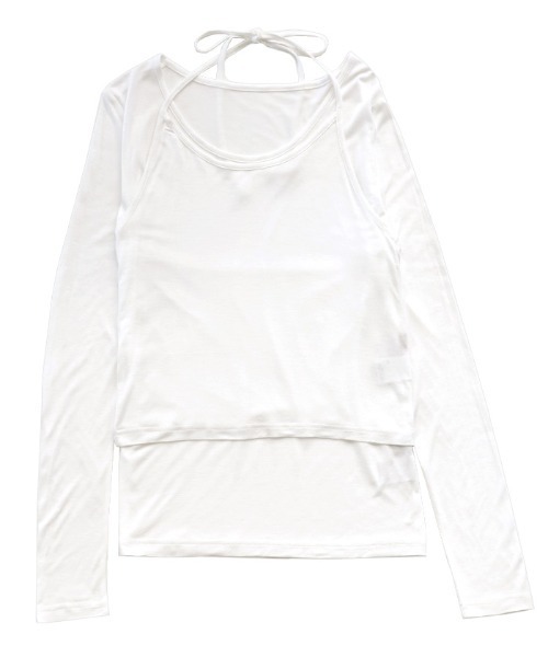 select MOCA(セレクトモカ)の「ホルターキャミレイヤードトップス(Tシャツ/カットソー・レディース・オフホワイト/グレー/ブラック・FREE)」の20枚目の写真